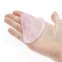 Outil Gua Sha en pierre naturelle Kinwong, masseur facial en jade et quartz rose, planche de raclage, modèle de classe I GSB21005, lifting du visage en V