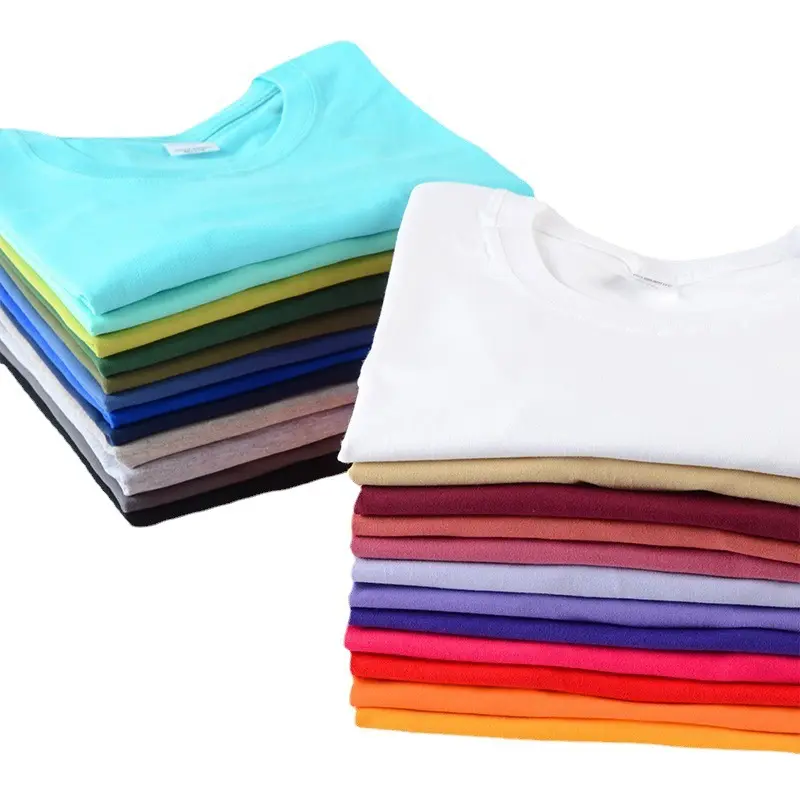 Camiseta de algodón peinado con grapas largas Multicolor, camiseta con bordado personalizado de Color caramelo