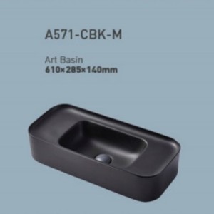CR อ่างล้างหน้าเซรามิกแบบวางบนเคาน์เตอร์ สีดำ 375x360x255 มม. - Product Image 3