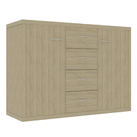 Commode moderne en bois à 4 tiroirs et 2 portes, meuble de rangement au design peu encombrant pour la maison, la chambre, le salon, l'entrée et l'hôtel