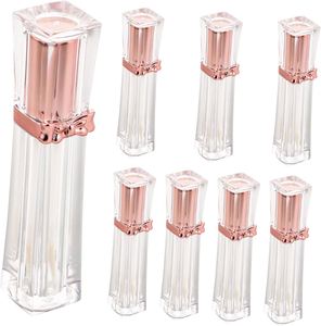 Luxurious Clear Square ABS Lip Gloss Tube 3.5ml <b>Custom</b> Design with Rose Gold Bows Screw Cap Empty Lip Glaze Base for Blush - Product Image 2