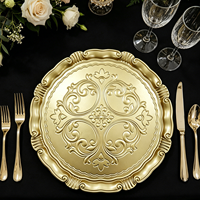 Assiettes de présentation 50 pièces en PP incassable, style américain, durables, non toxiques, avec motifs floraux en relief complexes pour hôtels, mariages, fêtes