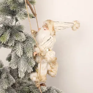 Père Noël décoratif escaladant une échelle de corde arbre de Noël ornement suspendu de haute qualité fait à la main décor à la maison
