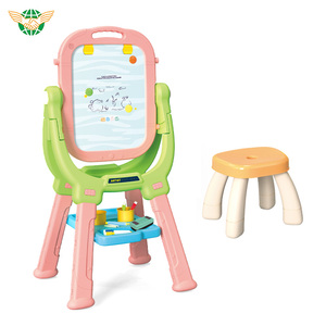 3 IN 1 Höhen verstellbare doppelseitige Kunst bretter Zeichenbretter Staffelei mit Stuhl und Kreide Jungen und Mädchen Spielzeug Weihnachts geschenke - Product Image 1