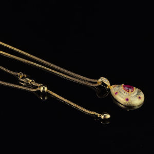 Nobile Ciondolo in Argento 925 Placcato Oro 18K con <span class=keywords><strong>Rubino</strong></span> Naturale Trattato per Riempimento in Vetro, Gioiello da Donna, Regalo per Anniversario - Product Image 4