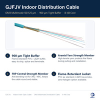 Câble de distribution à fibre optique intérieur OM3 Multimode 8 12 24 36 48 fibres 900um à gaine serrée en fil d'aramide LSZH