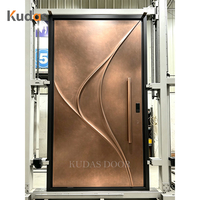 Porte d'entrée pivotante de luxe en aluminium moulé, sur mesure, moderne, avec gravure 3D en métal, pour villa et maison