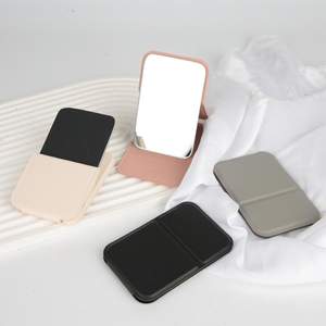 شعار مخصص زجاج سميك مقاوم للكسر قابل للتعديل زاوية قابلة للطي من الجلد سطح المكتب مرآة سفر مكياج مدمجة - Product Image 6