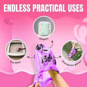 Bolsas de caca de perro moradas de fácil apertura Bolsas de basura a prueba de fugas extra gruesas biodegradables certificadas BPI sin plástico Exposición de supermercado - Product Image 6