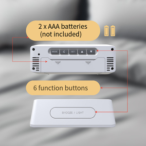 Reloj Despertador RC Minimalista con Retroiluminación, Movimiento Electrónico, Radio LUMINOVA, Pantalla de Temperatura y Humedad, Venta Directa de Fábrica - Product Image 5