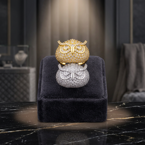 Anillo de compromiso y boda de oro de 14 quilates con diseño de búho natural, personalizado, estilo hip-hop, para hombre, hecho en India, de RRP Diamond. - Product Image 3