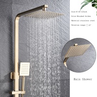 Ensemble de robinet de douche de pluie en acier inoxydable 304 avec tête d'eau chaude froide en laiton robinet mitigeur de baignoire Surface brossée pour hôtels
