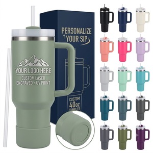 Gobelet isotherme en acier inoxydable de 40 oz avec poignée latérale, tasse à double paroi isolée avec paille pour une consommation toute la journée - Product Image 1