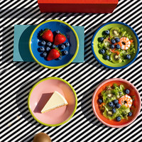 Service de table en émail bicolore fait main, assiette de petit-déjeuner, plateau de restaurant, bol à flocons d'avoine, ensemble de vaisselle en émail personnalisable