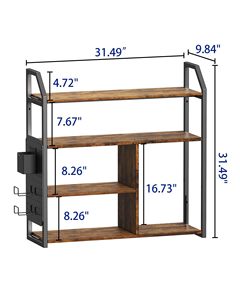 Étagère murale industrielle SENYU en bois et en fer avec éclairage LED, étagère de rangement à quatre niveaux pour la décoration de chambre - Product Image 3