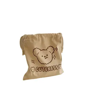 Impressão personalizada Camelo Algodão Linho Canvas Gift Toy Drawstring Dust Bag