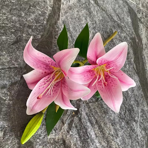 Decorative Small <strong>Lily</strong> Artificial Table <strong>Flowers</strong> 2-Head with Stem for Home Floral Arrangement - Product Image 6