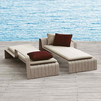 Chaise longue de piscine, transat de plage extérieur, ensemble de salon de jardin en rotin, lit de détente, mobilier d'hôtel et de club, amovible et étanche