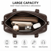 Tas Jinjing Silinder Portabel Mewah Wanita dengan Logo Kustom, Lapisan Poliester, Minimalis, Bahan PU, Model Boston untuk Kerja dan Perjalanan Sehari-hari