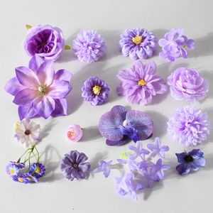 Cabezas de Flores de Seda Estilo Monet Moradas al por Mayor, Material para Manualidades, para Decoración de Bodas, Joyería para el Cabello, Corsage, Guirnalda, San Valentín - Product Image 4