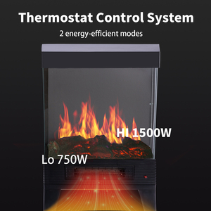 เครื่องทำความร้อนแบบกระจก ปรับอุณหภูมิได้ ร้อนเร็ว ขายส่ง กำลังไฟ 750w หรือ 1500w พร้อมเปลวไฟ 3 มิติ สำหรับเตาผิงในบ้าน - Product Image 2