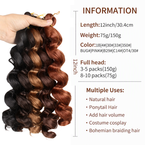 AliLeader Ombre marrone nero corto arricciatura francese treccia vacanze <span class=keywords><strong>trecce</strong></span> estive riccioli sciolti extension <span class=keywords><strong>per</strong></span> ragazze nere - Product Image 6