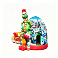 Jouets gonflables d'extérieur, combo luge et igloo pour les fêtes sur le thème de Noël
