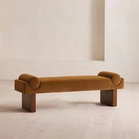 Banco largo minimalista italiano de lujo ligero, de madera, para el pie de cama, entrada, para cambiar zapatos, para sala de estar, sofá de diseño, sillón de terciopelo suave