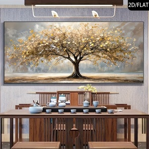 Obra <span class=keywords><strong>de</strong></span> Arte en Lienzo sin Marco con un Sofisticado Árbol <span class=keywords><strong>de</strong></span> <span class=keywords><strong>la</strong></span> <span class=keywords><strong>Vida</strong></span> con Hojas Doradas, Creando un Ambiente <span class=keywords><strong>de</strong></span> Sala <span class=keywords><strong>de</strong></span> Estar - Product Image 4