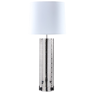 American Modern Large <b>Glass</b> Decorative <b>Table</b> <b>Lamp</b> Bedroom Circular Black Crystal Bottom Cloth Shade Rechargeable AC Power Supply - Product Image 1