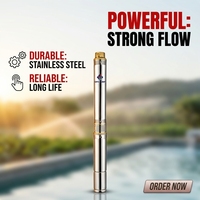 Pompe immergée haute performance 3 pouces monophasée en acier inoxydable 304, débit 4m³/h, 6 étages, hauteur de refoulement 25m pour jardin et usage domestique