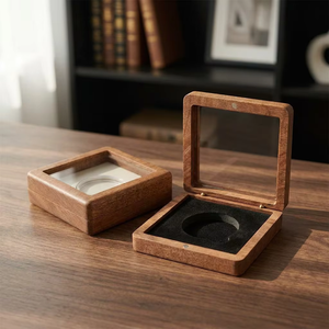 Sapele Wood Single Challenge Coin <strong>Display</strong> Box with Magnetic Closure Premium Commemorative Coin Storage Case <strong>Medal</strong> <strong>Display</strong> - Product Image 1
