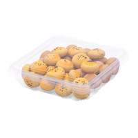 Boîte à pâtisserie carrée transparente en PET, conteneur scellé à fond plat pour desserts, pâtisseries, aliments en vrac, fruits de supermarché