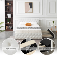 Haut de gamme moderne minimaliste atmosphère diamant grille en bois cuir double pleine reine roi taille cadre de lit lit gigogne pour chambre