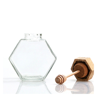 Pot de rangement en verre Hexagonal en forme d'alvéoles, Mini Pot en verre à miel avec couvercle en bambou, pour épices, herbes