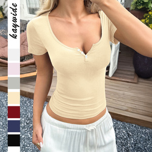 Bdbh T-shirt da donna sexy con bottoni, stile Y2K Spice Girls, a maniche corte, per il mercato europeo e americano, Collezione Primavera 2026 - Product Image 3