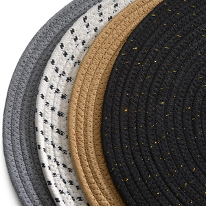 Contemporary and Trendy <b>Disposable</b> Cotton Lace Fabric Plaid Paper <b>Table</b> Circle Digital Print Place Mat for Glass Weddings - Product Image 2