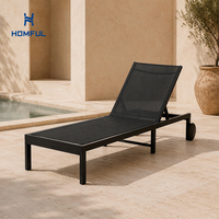 Chaise longue HOMFUL avec structure métallique renforcée, tissu en maille respirante, design inclinable réglable