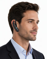 Headset Satu Telinga DS989 Earphone Nirkabel dengan Pengait Telinga AAC untuk Panggilan Kantor Bisnis 5.2, Menjawab Panggilan, Daya Tahan Baterai Ultra-Lama