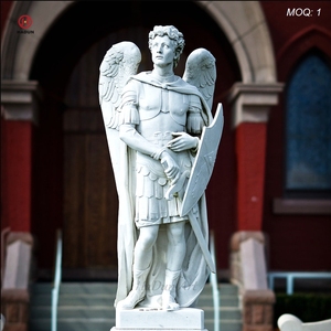 Statue de sculpture de Saint Michel en marbre blanc d'église du Christ grandeur nature personnalisée - Product Image 1