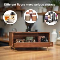 Organisateur de bar à café en bois de noyer, rangement de comptoir, porte-tasses, design tiroir, décoration de station à café pour comptoir de cuisine