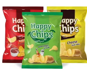 Benutzer definierte Druckt asche Puffs Food Popcorn Kartoffel chips Verpackung Kunststoff verpackung Schrumpft asche Hot Stamp ing Pouch