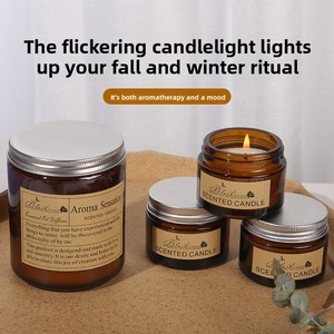 Vela aromática de cera de soja multiaroma semielaborada DIY en frasco de vidrio, hecha a mano con ambiente acogedor - Product Image 4