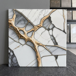 Carreaux de sol en céramique imperméables de qualité supérieure indiens 400x400mm, en porcelaine émaillée, imitation marbre, design intérieur de villa - Product Image 4