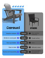 Chaise pliante Adirondack moderne pour extérieur, gris résistant aux intempéries, réglable, extensible pour parc et cour