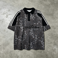 Ensemble de vêtements de sport pour homme surdimensionné 300GSM, t-shirt et short à imprimé léopard numérique vintage, survêtement pour homme