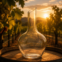 Carafe à vin en verre minimaliste avec bord coupé en biseau, carafe en cristal sans plomb, corps bombé, pichet pour vin rouge, bar à domicile