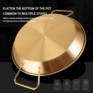 Custom Stainless Steel Paella Pans with Heat Resistant Handles for Seafood Cooking - Product Image 4