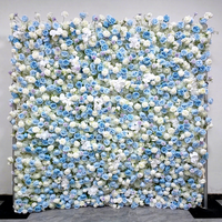 Mur floral enroulable en soie artificielle bleu clair pour décoration de mariage, mur de roses pour Halloween et la fête des pères
