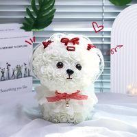Kunstmatige schuimrozenbloem hond Bichon Maltese, eeuwig geconserveerde puppy Valentijnsdag romantisch cadeau groothandel